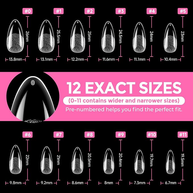 UNA GELLA Almond Nail Tips 216pcs Medium Almond Press on Nails Pre-shape Gel - Image 8