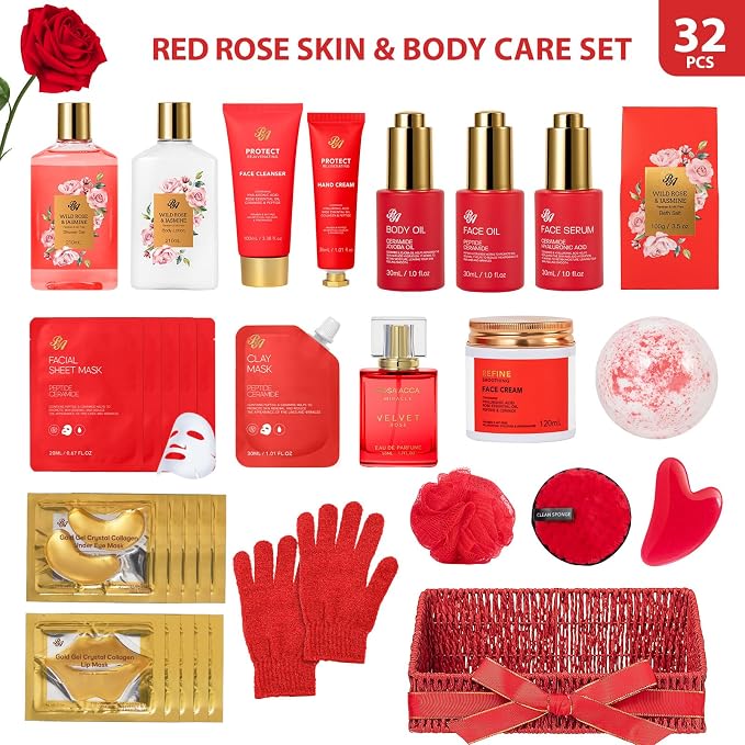 32 Pcs Mother's Day Gift, Hydrating Face Skin Care Set, Home Spa Basket - Image 2