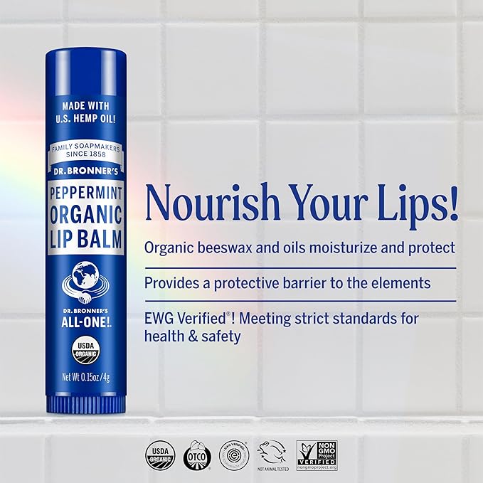 Dr. Bronner's - Organic Lip Balm Variety Peppermint, Lemon Lime) - Made - Image 2