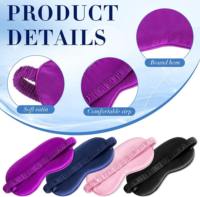 Cutecrop 12 Pcs Silk Sleep Masks Soft Satin Eye Masks - Image 4