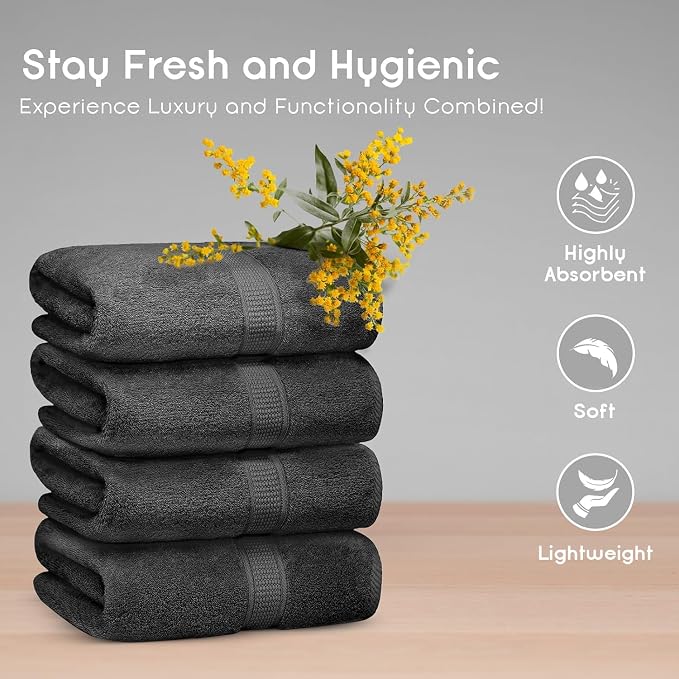 Ariv Premium Bath Towels Pack of 4, 100% Cotton, Super Soft, Highly Absorbent - Image 2