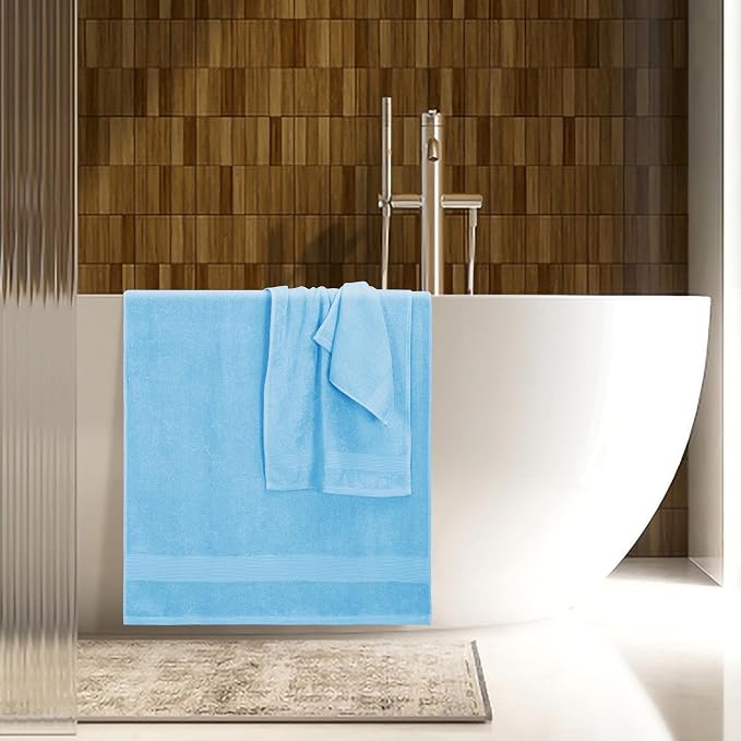 Belizzi Home 8 Piece Towel Set 100% Ring Spun Cotton, 2 Bath Towels 27x54 - Image 5