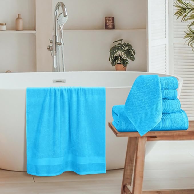 Belizzi Home 8 Piece Towel Set 100% Ring Spun Cotton, 2 Bath Towels 27x54 - Image 3