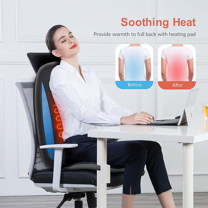 COMFIER Back Massager with Heat, Deep Tissue Kneading Massage Seat Cushion - Image 4