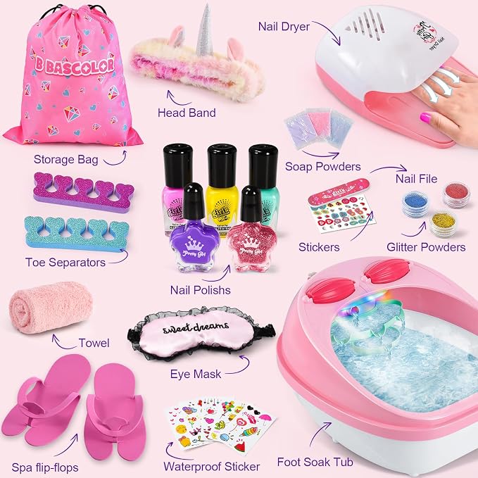 Kids Foot Spa & Nail Kit Set, Kids Spa Day Kit - Image 3