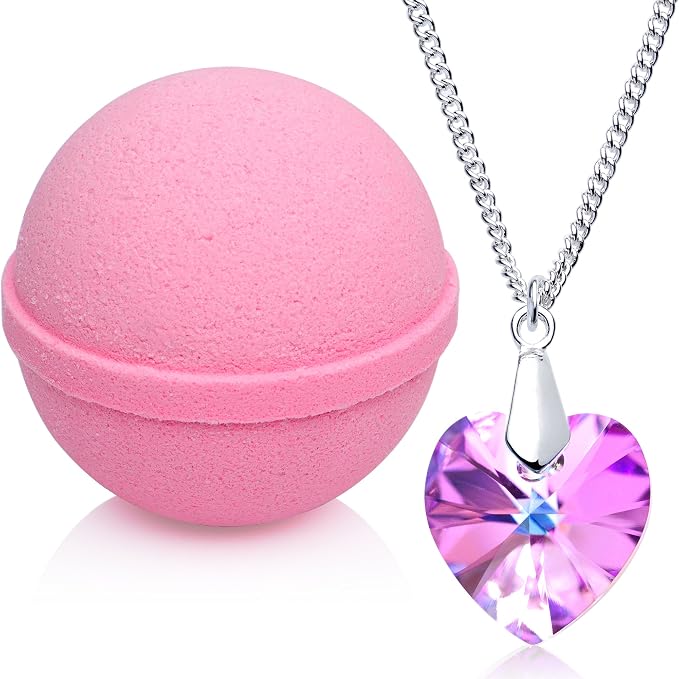 Love Potion Bath Bomb with Necklace Created with Crystal Extra Large 10 oz. by JackpotCandles