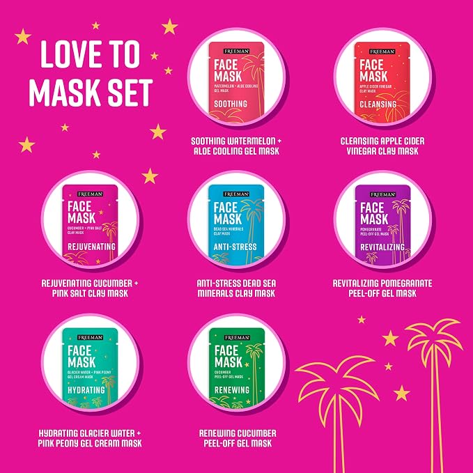 Freeman 14 Piece Love To Mask Variety Pack, Facial Masks - Image 3