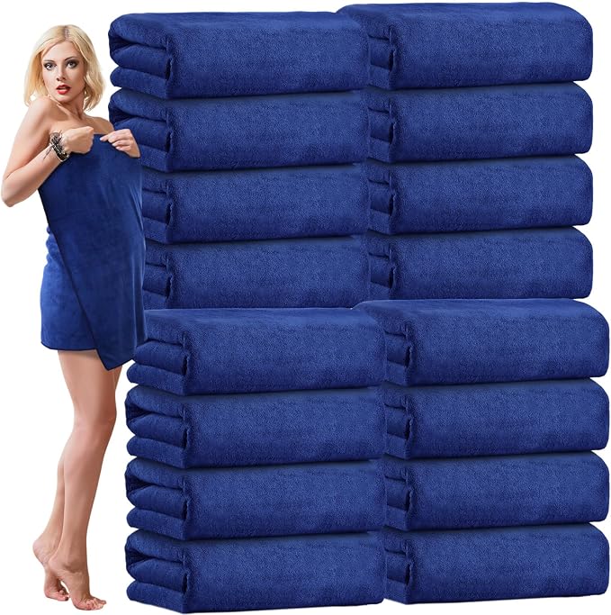 SmoothNovelty 16 Pack Microfiber Bath Towels Bulk 27'' x 60'' Oversized Beach by SmoothNovelty