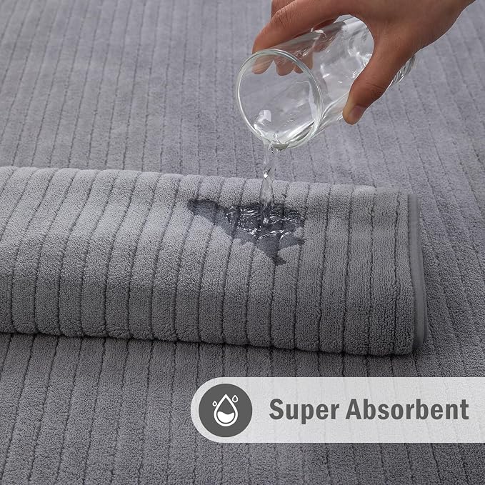 Hailea Grey Hand Towels Set 16x31 Inches, Soft Microfibers Bathroom Towel Set 2 - Image 6