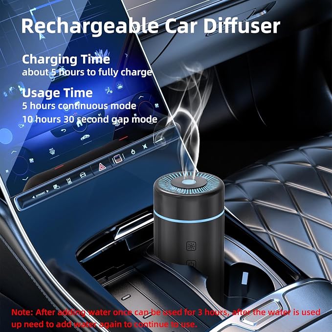 SEEDSEEL 100ML Car Diffuser, USB Rechargeable Battery Operated, Powered - Image 2