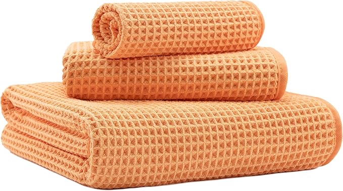 MICROFI Microfiber Waffle Bath Towels, 3 Pieces, Fast Drying, Lint Free by Unknown