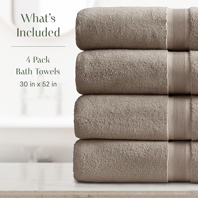 Springtree Home Luxury Bamboo Rayon Bath Towel Set of 4 | 35% Bamboo Rayon - Image 2