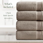 Springtree Home Luxury Bamboo Rayon Bath Towel Set of 4 | 35% Bamboo Rayon - Image 2
