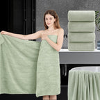 4 Piece Extra Large Bath Towel 35"x70" Oversized Bath Sheet Green Bath Towel Set by JessyHome