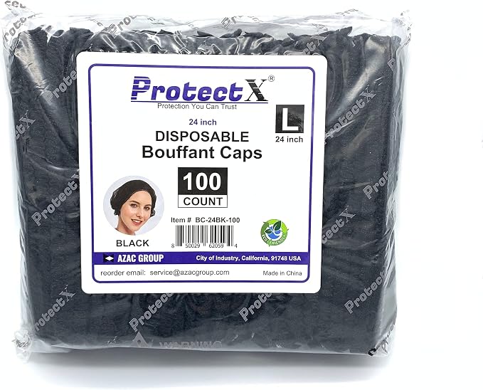 ProtectX 100-Pack Black Disposable Hair Nets, Elastic Head Cover, Bouffant Caps - Image 5