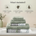 Modern Threads Floral Trail 6-Piece 100% Cotton Towel Set – Reversible Yarn - Image 3