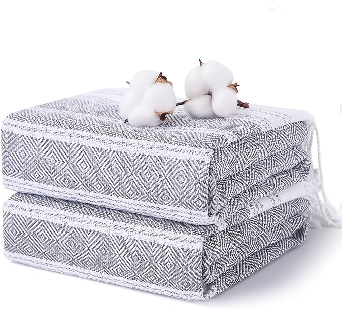 2 Packs Cotton Turkish Beach Towels Quick Dry Sand Free Oversized Pool Bath by ANTFUNYgivesmorechoices
