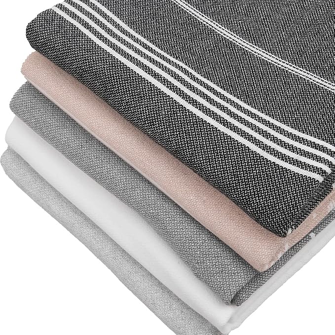 HAVLULAND Set of 5 Turkish Beach Towel Oversized 39x71 Turkish Bath Towels by Havluland