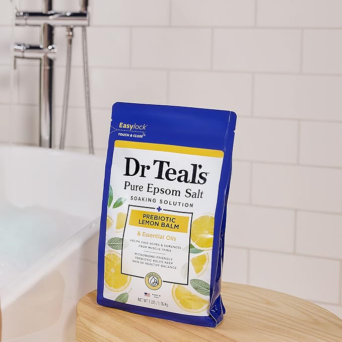 Dr Teal's Pure Epsom Magnesium Salt Soak, Prebiotic Lemon Balm & Essential Oil - Image 7