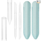 2Pcs Glass Cuticle Pusher with Leather Case, Dual Ended Cuticle Remover Tool by Unknown