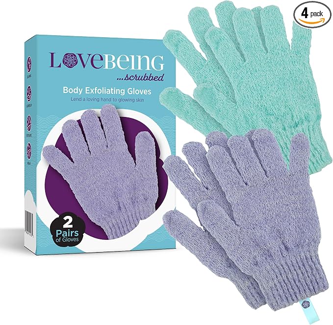 Love Being Scrubbed Body Exfoliating Gloves, Stretchy Exfoliating Body Scrubber by LoveBeing