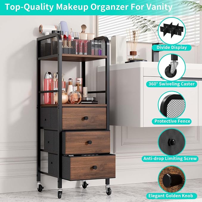 HapiRm Rolling Makeup Cart Organizer - Image 6
