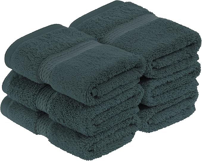 Superior Egyptian Cotton Pile Face Towel/Washcloth Set of 6, Ultra Soft Luxury by SUPERIOR