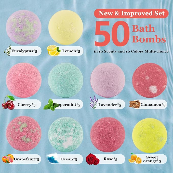 Bath Bombs for Women Gift Set, Handmade Bubble Bath & Fizzy, for Bubble Bath Spa - Image 2
