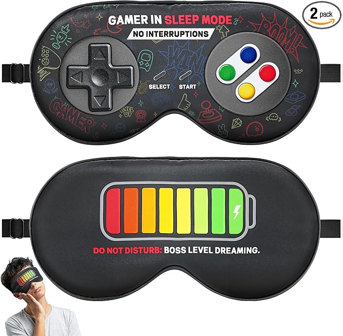BeeVines 2 Pcs 100% Mulberry Silk Sleep Mask, Game Themed Eye Mask by BeeVines