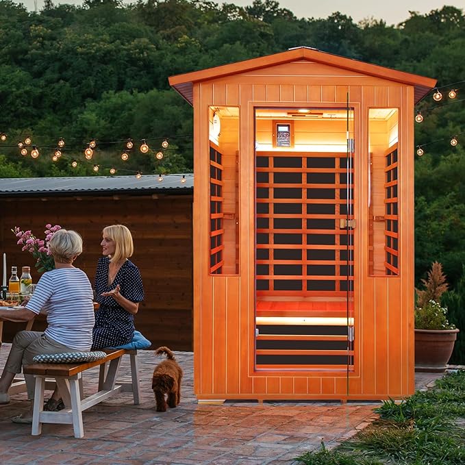 Outdoor Sauna 2 Person Sauna Infrared Saunas Dry Sauna Room Red Cedar and - Image 4