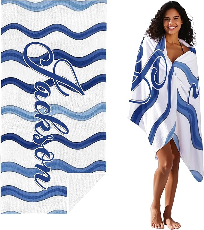 JML Custom Beach Towel with Name, Personalized Microfiber Beach Towel with Name - Image 2