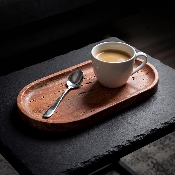 YKAJO Oval Real Marble Tray for Bathroom Kitchen Counter Stone Decorative - Image 9
