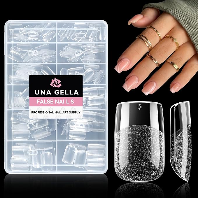 UNA GELLA Short Square Gel Nail Tips 216pcs Short Square Press on Nails by UNAGELLA