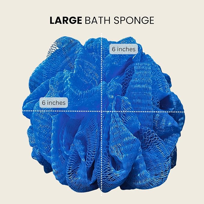 Large Blue Bath Sponge Pack of 3 – Gentle Exfoliation Loofahs - Image 3
