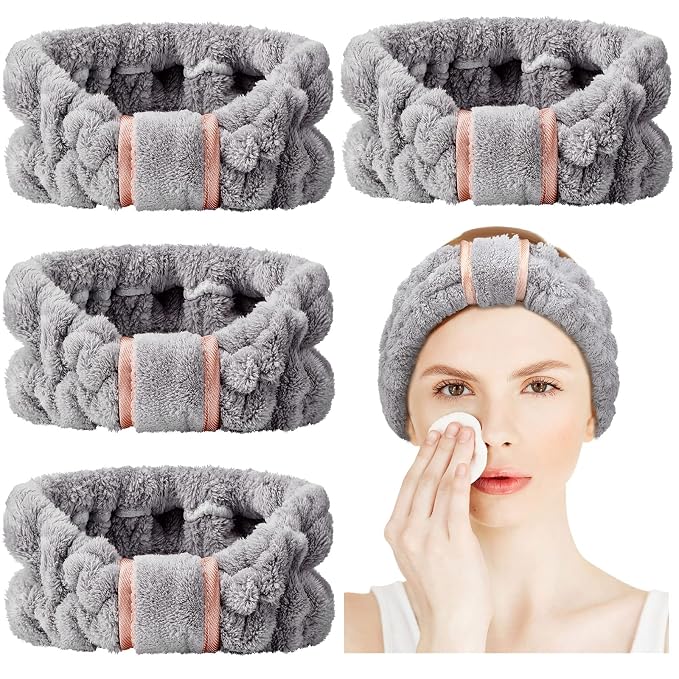 WILLBOND 4 Pack Microfiber Headbands Spa Facial Headbands Makeup Head bands by Willbond+Technology+Limited