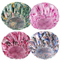 4 PCS Shower Caps for Women, Printing Bath Caps, Double Layers Shower Cap by CHFONGDIRECT