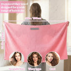 Pink Hair Towel, Large Quick Dry Microfiber Hair Towel Wrap Super Soft - Image 2