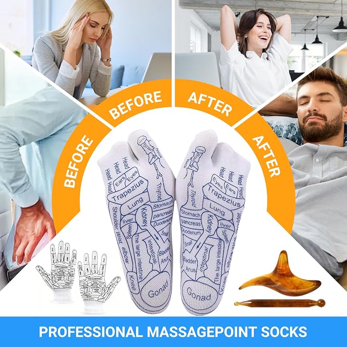 Reflexology Socks，Acupressure Socks，Massage Socks，Finger Massager，Gloves ，Help - Image 4