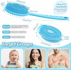 Silicone Back & Body Scrubber Set 2PCS, 13.4'' Gentle Exfoliating Back Scrubber - Image 2