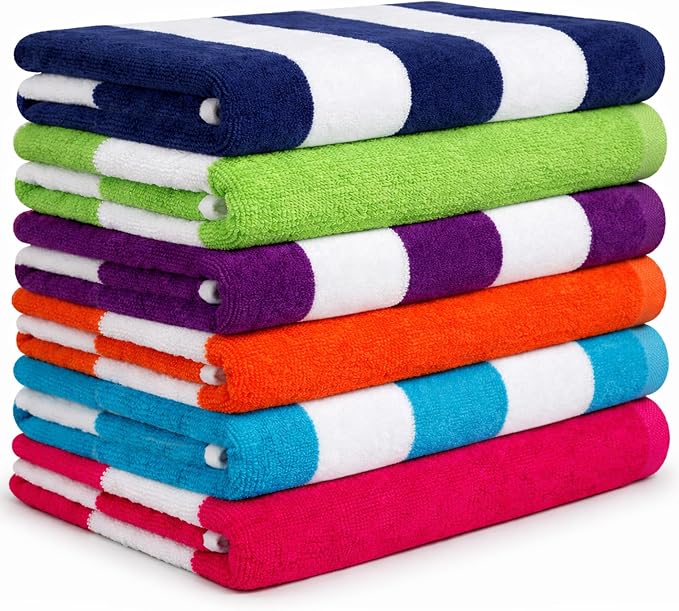 BolBom*S Beach Towels 6 Pack Large 30x60-100% Cotton Beach & Pool Towels Bulk by BolBomS