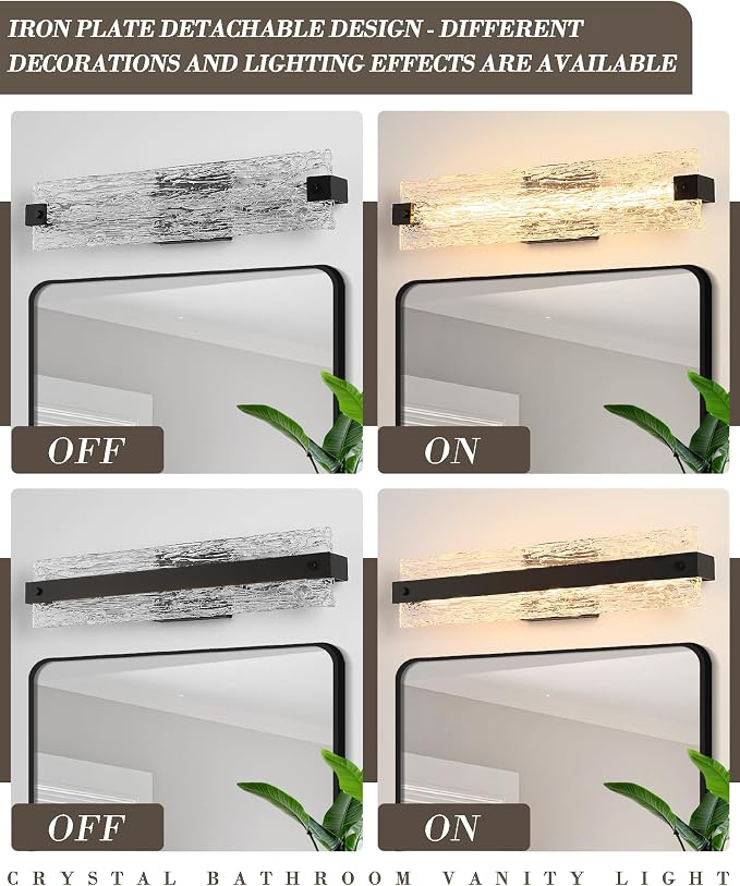 Black LED Bathroom Vanity Light, 24.4 Inch 15W Modern Dimmable Bathroom Light - Image 2