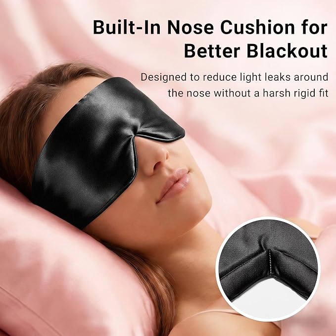 Silk Sleep Mask for Side Sleepers, Face-Hugging Padded Eye Cover, Eye Mask for - Image 3