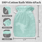 VOOVA & MOVAS Kids Bath Mitts 6-Pack, 100% Cotton Soft Absorbent Wash Cloths - Image 2