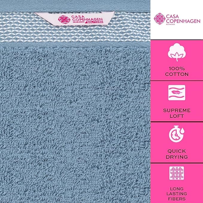 CASA COPENHAGEN Solitaire 6Pcs 100% Egyptian Cotton Large Designer Towels Gift - Image 2
