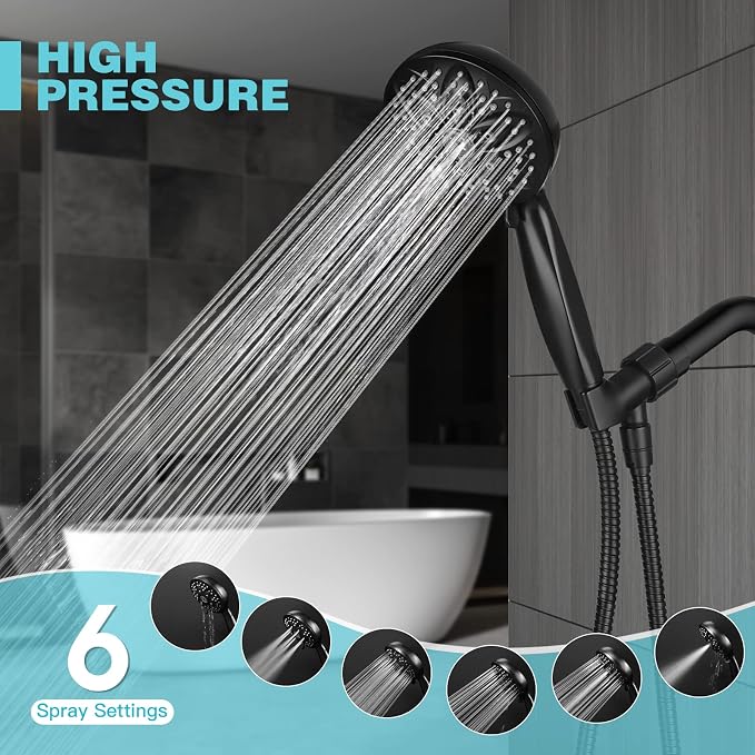 JDO Shower Head with Handheld, High Pressure Handheld 6 Settings, Detachable - Image 2