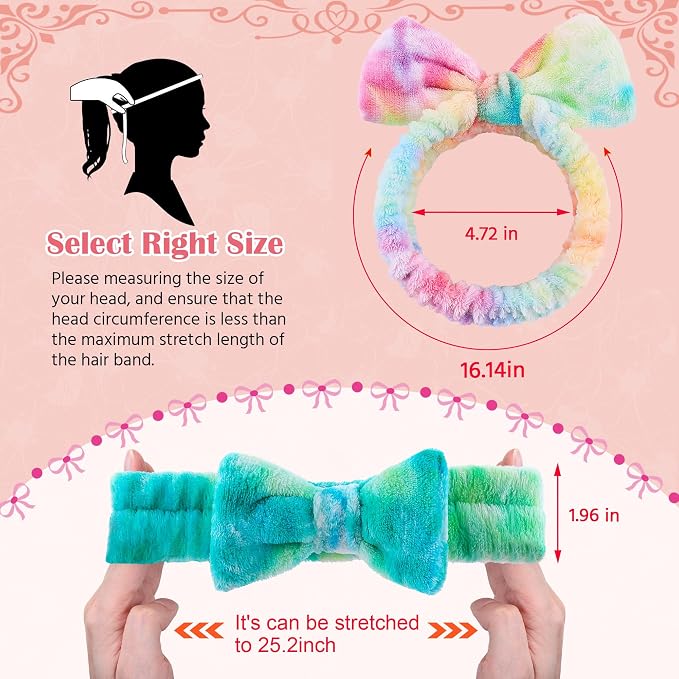 WSYUB Skincare Headband, Tie Dye Color, Soft Coral Fleece, - Image 2