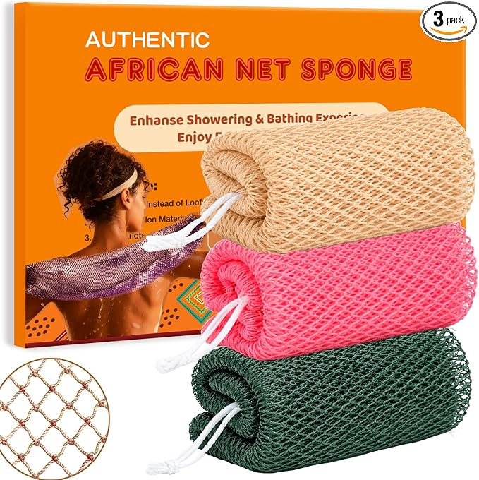 African Net Sponge Authentic, 3 Pieces African Exfoliating Net Sponge Body Back by Unknown