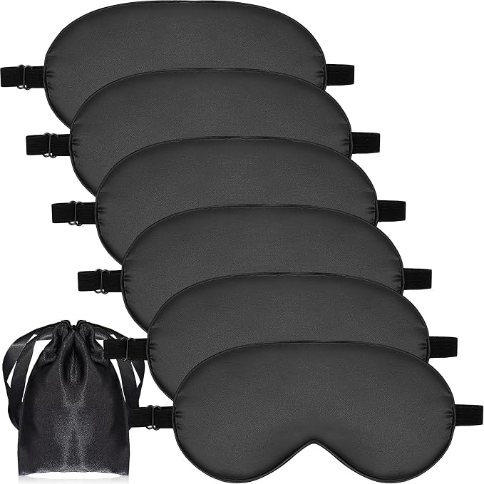 6 Pieces Natural Silk Sleep Mask Soft Eye Mask Adjustable Strap Blindfold by Geyoga