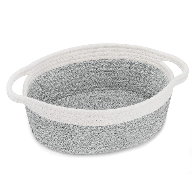 ABenkle Small Basket with Handles, Boho Decorative Rope Woven Dog Cat Toy by ABenkle
