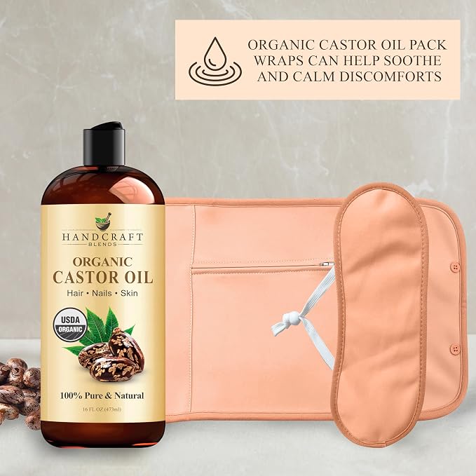 Handcraft Blends Castor Oil Pack Wrap | Organic Castor Oil 16 oz | Reusable - Image 7
